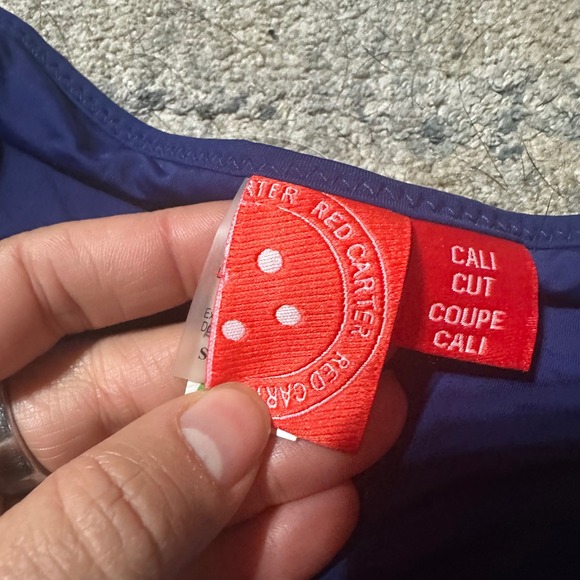 Red Carter Swimwear Blue Geometric Print Bikini Bottoms Size Small Tie Sides - Picture 6 of 8